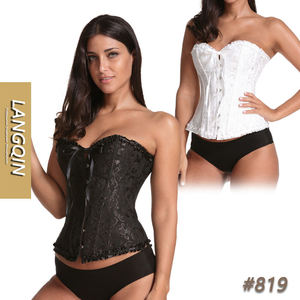 Langqin European <b>Gothic</b> Hollow Lace Strapless Waist <b>Corset</b> Heavy Embroidery Fishbone Slim Evening Outfit Body Shaper for Women - Product Image 1