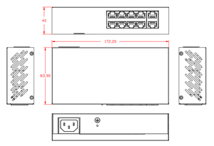 Switch PoE ONV de un solo puerto y 30W con 8 puertos RJ45 de 10/100M y 2 puertos de enlace ascendente de 10/100/1000M, capacidad de 10Gbps sin bloqueo, Full-Duplex - Product Image 3