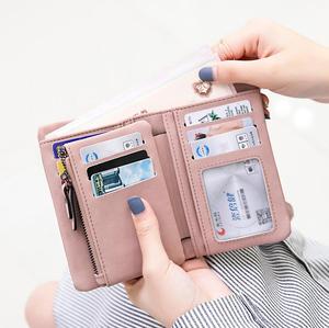 Women's Fashion PU Leather Frosted Zipper <b>Wallet</b> Long Card Holder Ladies Purses <b>Trifold</b> Money Clip Slim Feature Polyester Logo - Product Image 3