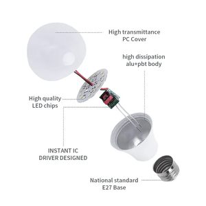 Bán buôn skd <span class=keywords><strong>LED</strong></span> bóng đèn phần nguyên liệu <span class=keywords><strong>B22</strong></span> <span class=keywords><strong>LED</strong></span> chip với E27/E14 Nhôm Cơ sở AC/DC ứng dụng cho chiếu sáng ROHS chứng nhận - Product Image 3