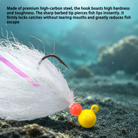 Jig de pêche noué à la main 2/0 #   Hameçon à œil 3,5g 7g, tête de jig coulante avec perles lumineuses et fibre réfléchissante pour le black-bass, le poisson-serpent et la truite