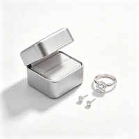 Mini boîte à bijoux en aluminium, boîte carrée en métal de 60 mm pour bagues, boucles d'oreilles, doublée de velours, personnalisée