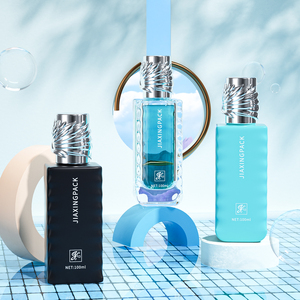 Botella de perfume cuadrada con tapa de lujo para hombre, frasco vacío de vidrio rectangular, color negro y blanco, 100 ml - Product Image 5