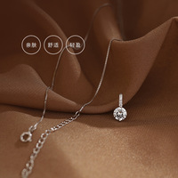 Collier tendance superposé en moissanite 50 points, chaîne en argent sterling S925, pendentif à 4 griffes, chic et minimaliste pour femme, hiver