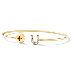2025 New High Quality Delicate Popular S925 <b>Silver</b> 14k Gold <b>Cuff</b> <b>Bracelet</b> Features a Screw Head U Pave White Diamond <b>Bracelet</b> - Product Image 4