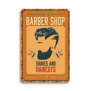 Carteles de hojalata personalizados, decoraciones de barbería, placas de Metal de corte de pelo para colgar en la pared Retro Vintage, <span class=keywords><strong>cueva</strong></span> de hombre con precio de fábrica - Product Image 2