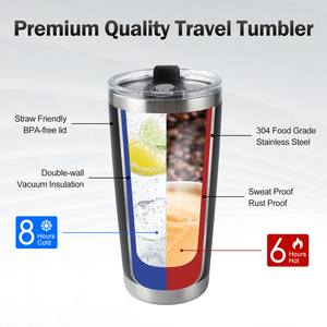 20oz Custom Tumbler Personalized Stainless Steel Insulated Mug Keep <b>Hot</b> & <b>Cold</b> Business Gifts - Product Image 6