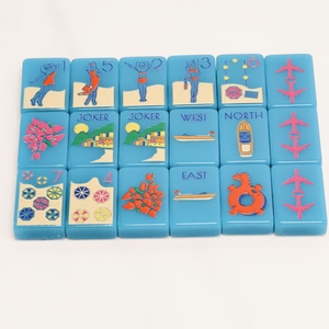 160 Fichas de Mahjong Americanas de Lujo, Personalizables, en Acrílico Tallado, Color Azul PORTOFINO, Diseño Costero, Portátiles y Ecológicas - Product Image 2