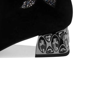 Moncheer-Botines de punto para mujer, botines de tacón de cristal con flores de ante para otoño e invierno, venta al por mayor, OEM y ODM - Product Image 5