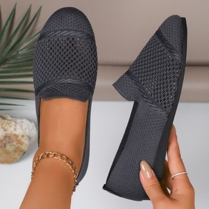 Chaussures plates décontractées grande taille transfrontalières, nouveau modèle été 2025, chaussures basses pour femmes en maille unie tendance à enfiler - Product Image 4