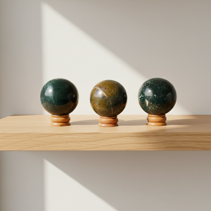 Natural Green Jasper Sphere 5 cm polished <b>crystal</b> varied natural pattern deep green tone smooth glossy finish each piece unique - Product Image 6