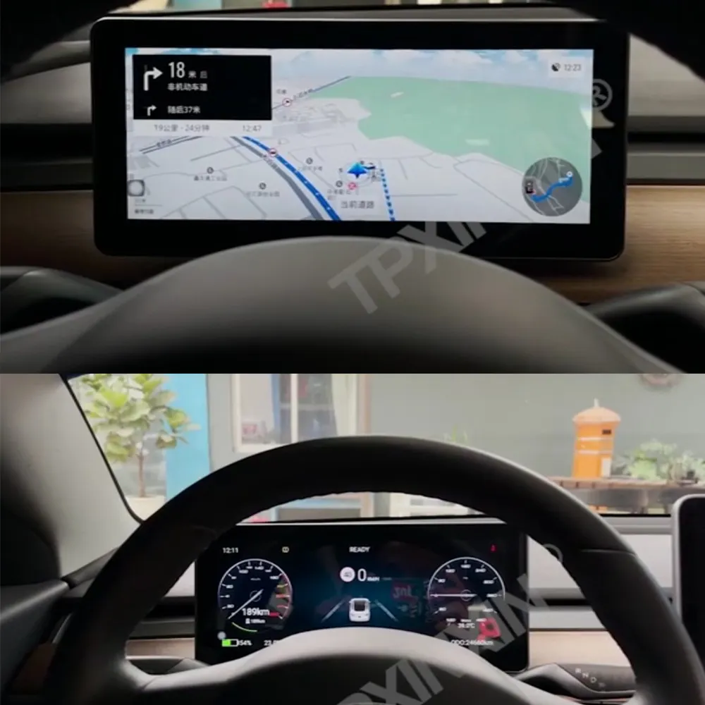 LCD Android araba enstrüman pano ekran Tesla modeli 3 Model Y dijital performans GPS navigasyon multimedya