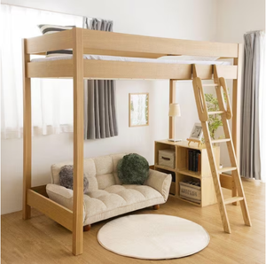 Cama Alta de Madera Natural sin Pulir, Resistente, para <span class=keywords><strong>Adolescentes</strong></span>, Adultos, Niños, Niñas, <span class=keywords><strong>Dormitorios</strong></span> Familiares - Product Image 1