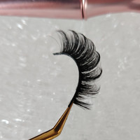 Faux cils en vison synthétique à marque privée, courbure D, effet naturel et volumineux, bande complète, style russe