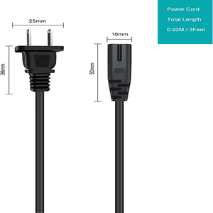 Cable de Alimentación de CA de Alta Calidad con Clavija Estadounidense de 2 Pines C7, Enchufe Macho de 2 Pines, Figura 8, IEC para Computadora, 100% Cobre Puro, ETL, Longitud Personalizable - Product Image 6