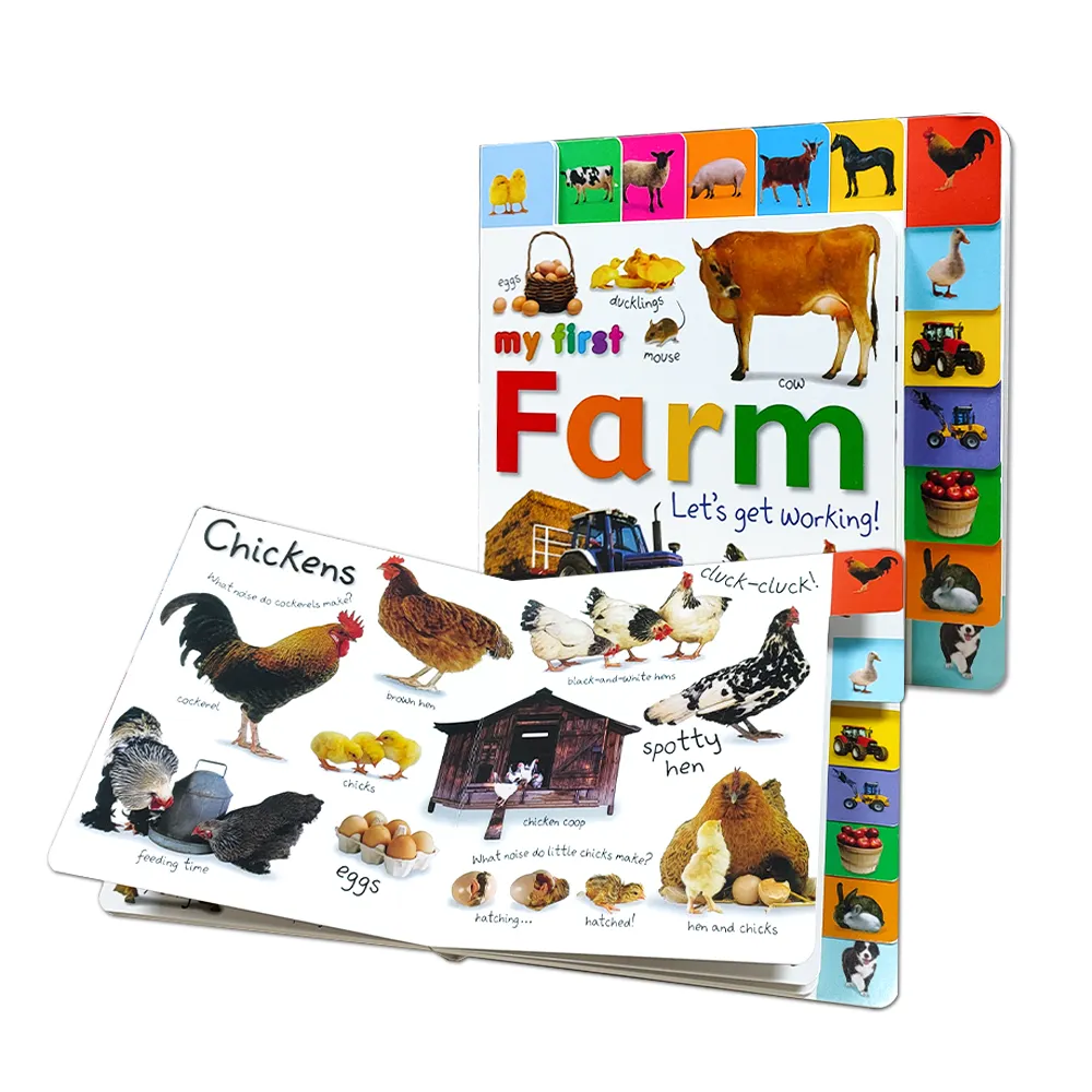 Custom Logos Children Book Printing Kids Books Activity Educational Toys Learning Word Farm Board Book