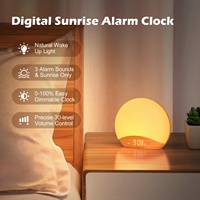 Réveil intelligent HiFiD à effet bois avec simulation d'aube, 26 sons de bruit blanc, veilleuse à 8 couleurs, machine à sons pour l'aide au sommeil à intensité réglable pour la maison