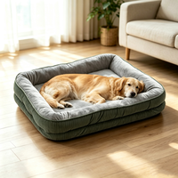 Premium Orthopädisches Memory-Schaum Rechteckiges Bedrucktes Hundebett Abnehmbarer Waschbarer Bezug Erhöhter Rand Komfortable Haustiermatte Nackenstütze