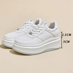 Zapatillas Blancas Retro de Cuero Genuino con Punta Redonda - Primavera/Verano 2025 - Estilo Atlético con Suela Gruesa y Soporte de Arco - Estilo S-Trendy - Product Image 6