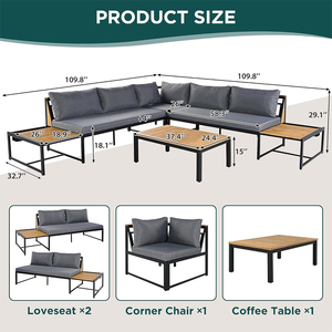Conjunto <span class=keywords><strong>de</strong></span> Muebles <span class=keywords><strong>de</strong></span> Patio Modernos, Conjunto <span class=keywords><strong>de</strong></span> Bar para Patio con Sillas para Balcón, Sillas para Patio Exterior, Sofá Resistente a la Intemperie - Product Image 4