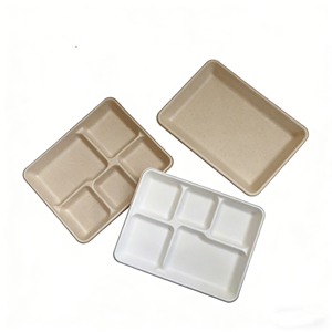 <span class=keywords><strong>Assiette</strong></span> <span class=keywords><strong>jetable</strong></span> en bagasse de canne à sucre, 5 compartiments, 10,25 pouces, étanche, vente en gros - Product Image 3