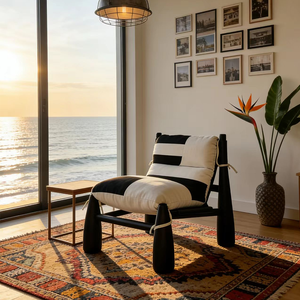 <span class=keywords><strong>Fauteuil</strong></span> de détente individuel haut de gamme en cuir et tissu, style nordique moderne rétro minimaliste, pour hôtel - Product Image 1