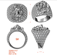 Bague personnalisable en pierre précieuse de style punk pour homme avec crâne de lion loup léopard visage de bouddha cadeau transfrontalier chaud