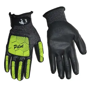 18 Gauge HPPE Safety Gloves With PU Coated Palm And TPR On Back EN388