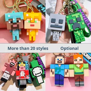 게임 내 세계 부드러운 고무 키 체인 펜던트 자동차 장식 만화 인형 PVC 빌딩 블록 입상 - Product Image 2