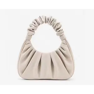 2024 vegan leather fashionable cloud hobo,factory directly mini pleat clutch handbag,ruched women mini purse