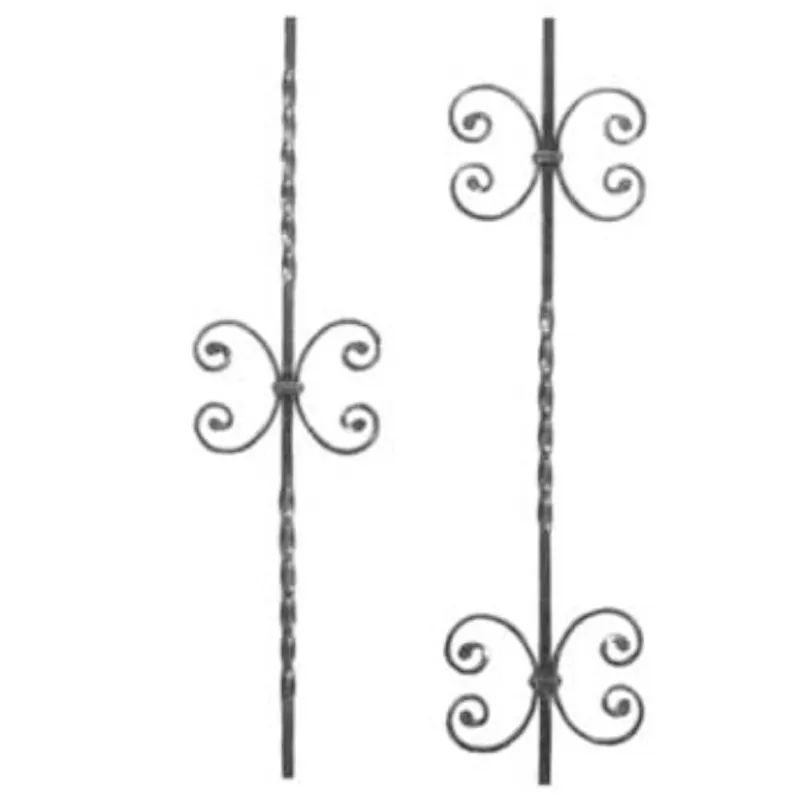 Balaustre de hierro forjado Piezas de barandilla de hierro hechas a mano Piezas de barandillas de hierro forjado para barandillas de jardín