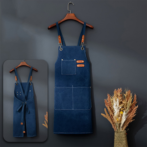 ผ้ากันเปื้อนทำครัวแบบกันน้ำ กันน้ำมัน ผลิตจากผ้าแคนวาสคอตตอน 100% สำหรับผู้ชาย ใช้ในบ้าน <span class=keywords><strong>ร้าน</strong></span>กาแฟ รับผลิตตามสั่งขายส่ง - Product Image 4
