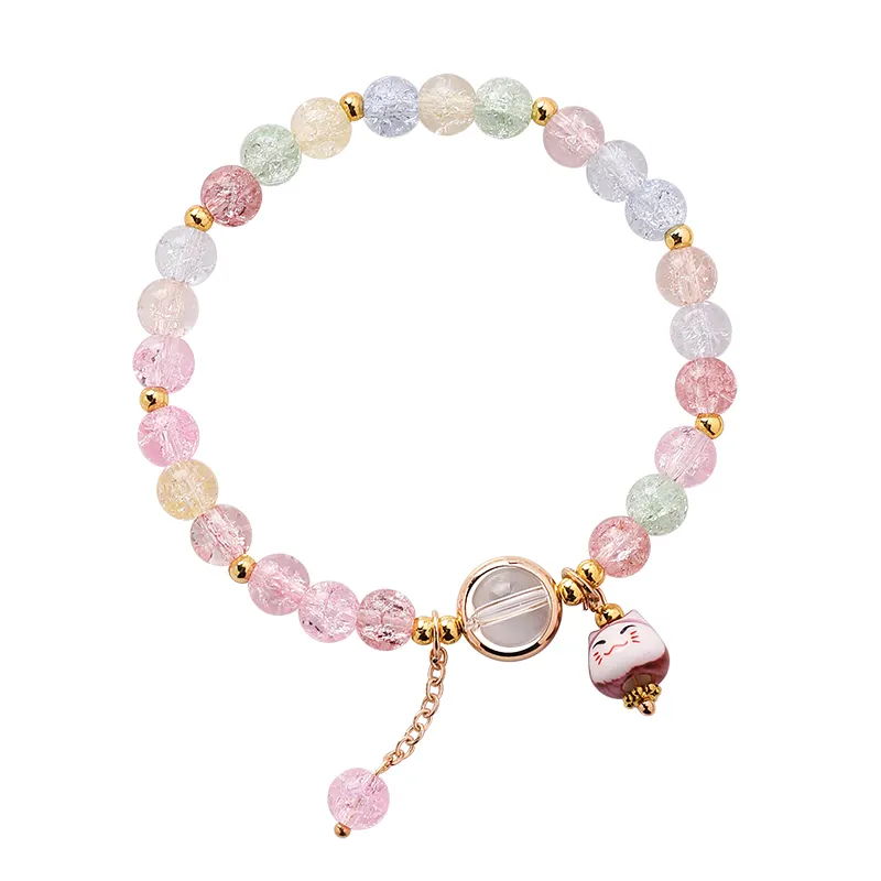 Sweet personality Xiao Mao burst crystal bracelet ladies multi-color single-ring simple girl with cat single-ring hand ornaments