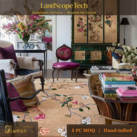 Tapis de luxe LandScopeTech 100% soie de bambou, tufté à la main, écologique, antibactérien, antidérapant, design chinoiserie antique