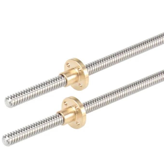 lead 2mm pitch 2mm T8*2 brass nut stainless steel lead screw for 3d printer stepper motor