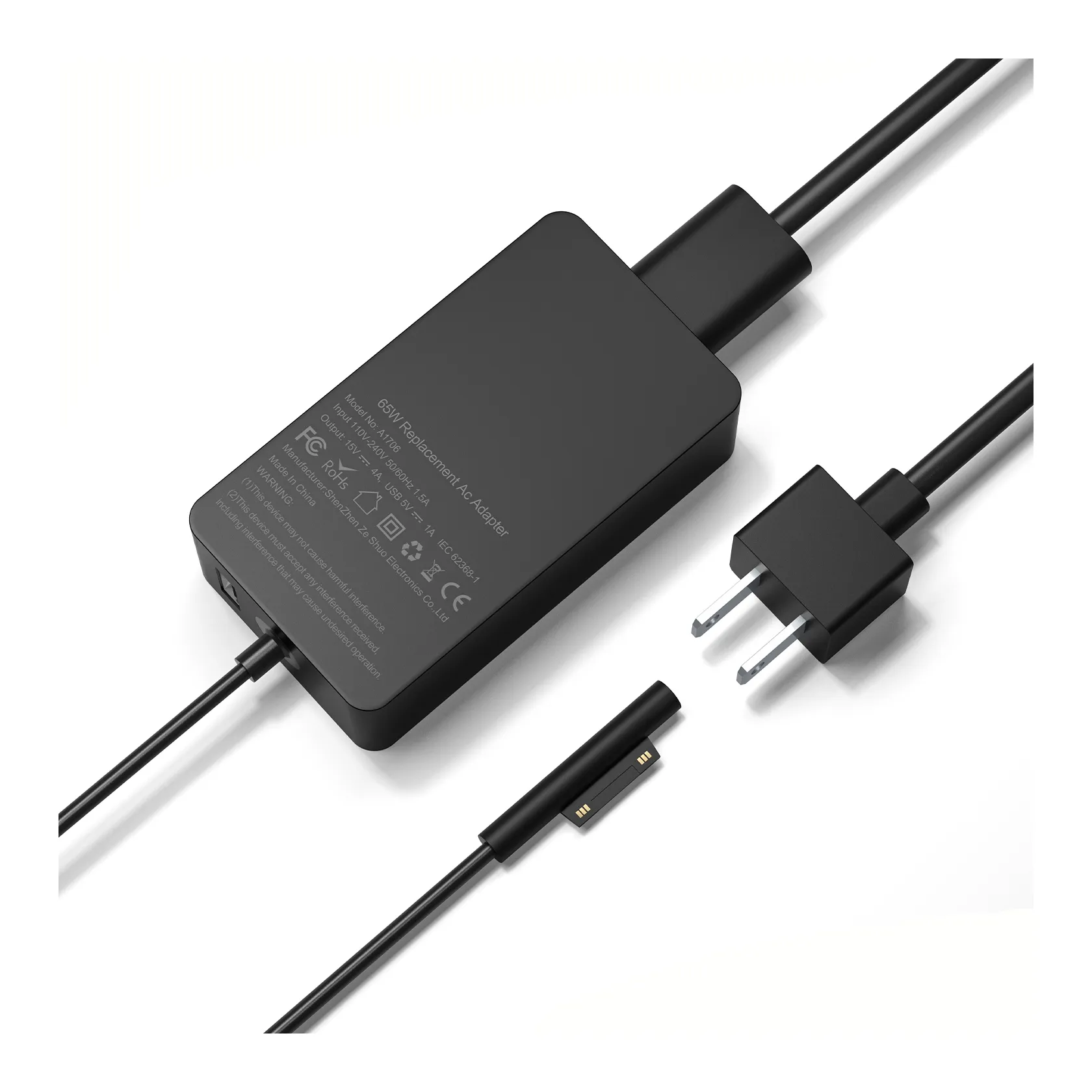 Surface Pro Charger 65W Kompatibel untuk Laptop/Tablet Microsoft Surface Book Bekerja dengan 44W & 36W & 24W