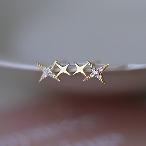 Minimal Star Stud Earrings Sparkling Four Point Design Women Fashion Jewelry Chic Daily Wear Gift - Product Image 1