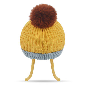 Winter Cute Cartoon Knitted Hat With Earflaps For Kids 52-54cm Unisex Warm Wool Hat Yellow Caramel Pink Beige Red - Product Image 4