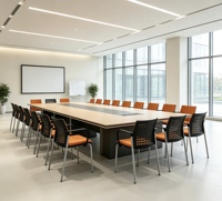 Chaise de conférence ergonomique moderne rembourrée en tissu, siège de réunion avec dossier solide et base en métal pour bureaux et salles de réunion scolaires