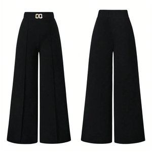 <span class=keywords><strong>Pantaloni</strong></span> Eleganti <span class=keywords><strong>da</strong></span> Donna OEM Personalizzati, Vestibilità Ampia, Stile Classico Retrò, Gamba Larga e Dritta, <span class=keywords><strong>Pantaloni</strong></span> Formali <span class=keywords><strong>da</strong></span> Completo - Product Image 2