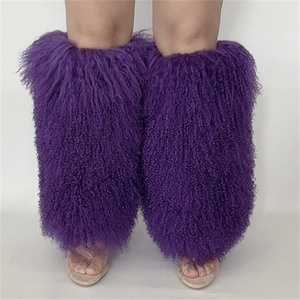 Guêtres <span class=keywords><strong>en</strong></span> vraie fourrure mongole pour femmes, couvre-bottes d'automne, couvre-pieds <span class=keywords><strong>en</strong></span> fourrure style Lolita Punk Harajuku - Product Image 2