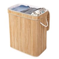 Bonne vente Panier à linge pliable en bambou solide de grande capacité avec couvercle élégant et poignées de transport