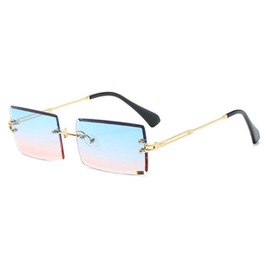 DLL9031 DL 2021 Lunettes de soleil sans cadre de créateur personnalisées pour femmes Petit rectangle Gradient Lenses New Trendy Rimless Sunglasses - Product Image 4