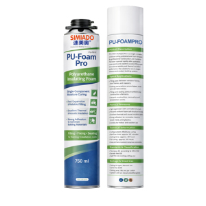 SIMIADO F812 <span class=keywords><strong>Mousse</strong></span> PU Pro 750ml <span class=keywords><strong>Mousse</strong></span> <span class=keywords><strong>isolante</strong></span> polyuréthane monocomposant à haute expansion Scellant pour la construction et le travail du bois - Product Image 1