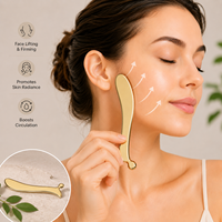 Outil de massage facial en laiton massif, grattoir musculaire Gua Sha, masseur de physiothérapie, outil de massage des tissus mous du visage pour les soins de la peau - Vente chaude