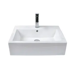 Chất lượng cao gốm bảng Top phòng tắm Sinks tay hình chữ nhật màu trắng nghệ thuật rửa lưu vực bồn rửa