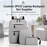 Sac à dos pour ordinateur portable, ensemble de 3 pièces, cadeau d'affaires, sac pour ordinateur de couleur unie, sac pour ordinateur portable minimaliste avec pochette bandoulière