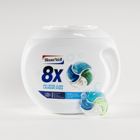 Penghilang bau noda kuat ramah lingkungan Sabun Laundry Pods 60 Pacs ramah kulit Biodegradable sekali pakai
