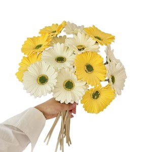 Fleurs artificielles Yasunobu Gerbera en plastique PU, branche unique, orange, jaune, blanc, rose, rouge corail, décoration pour la maison et les mariages - Product Image 5