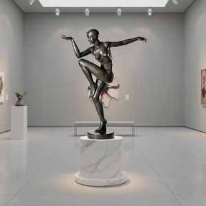 Sculpture de danseuse en bronze style Art déco - Sculpture métallique moderne élégante pour la décoration de maison de luxe - Product Image 1